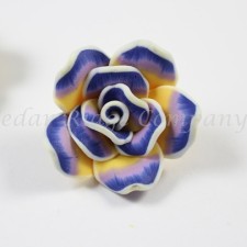 2pc Handmade Polymer Clay Fimo Flower Large Bead Focal Flatback - 30-32mm x 13mm