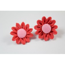 2pc Handmade Polymer Clay Fimo Daisy Flower Large Bead Focal Flatback - 25mm x 13mm