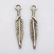 Tibetan Silver Feather Charms - 29x5mm Lead Free Cadmium Free 10pcs