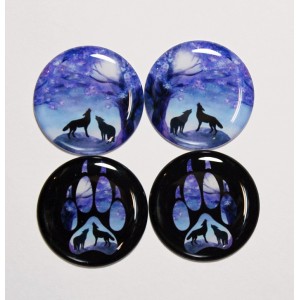 2pr Wolf and Paw Set in Blue Cabs 1"