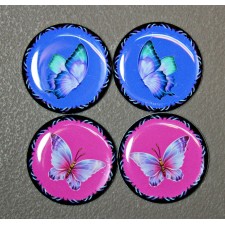 Pink and Blue Butterflies 4pcs epoxy Cabochon Beading Focal Center