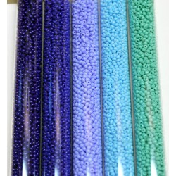 Blue Beads Set 5 Tubes of Opaque 10/0 Seed Beads