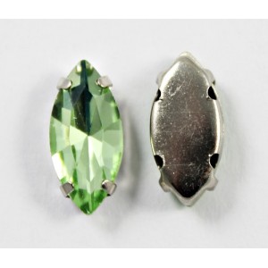 Faceted Horse Eye Glass Montee Beads in Setting - Peridot