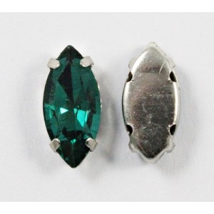 Faceted Horse Eye Glass Montee Beads in Setting - Emerald