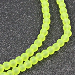 4mm Glass Frosted Matte Neon 31" Strand - Yellow
