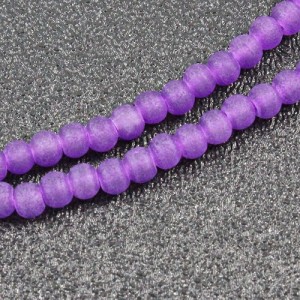 4mm Glass Frosted Matte Neon 31" Strand - Purple