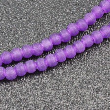 4mm Frosted Matte Transparent Glass Beads 32" Strand - Purple