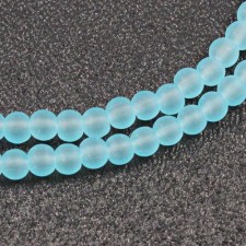 4mm Glass Frosted Matte Neon 31" Strand - Blue