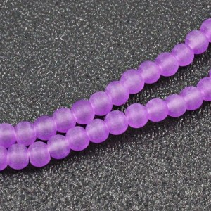 4mm Glass Frosted Matte Neon 31" Strand - Lt Purple