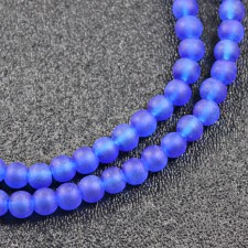 6mm Glass Frosted Matte Neon 33" Strand - Cobalt