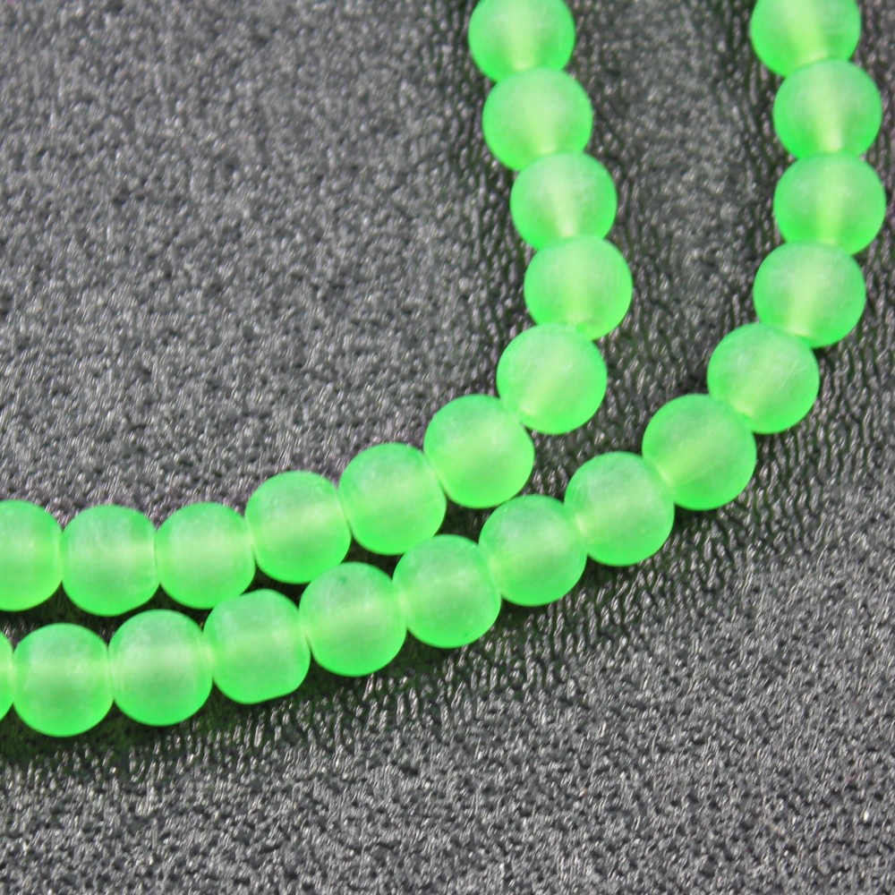 6mm Glass Frosted Matte Neon 33" Strand - Green