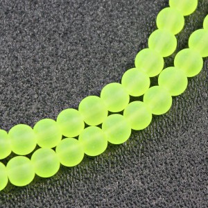 6mm Glass Frosted Matte Neon 33" Strand - Bright Yellow