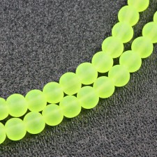 6mm Frosted Matte Transparent Glass Beads 32" Strand- Bright Yellow