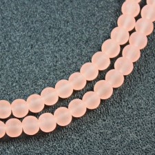 6mm Glass Frosted Matte Neon 33" Strand - Peach