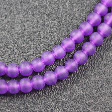 6mm Glass Frosted Matte Neon 33" Strand - Purple