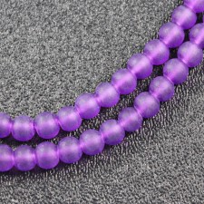 6mm Glass Frosted Matte Neon 33" Strand - Purple