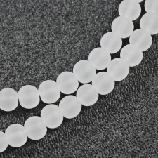 6mm Glass Frosted Matte 33" Strand - White