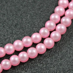 6mm Spray Painted Transparent Glass 31" Strand - Pink