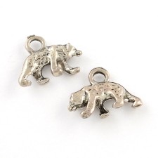 Double Sided Metal Bear Charms - 12x15x3mm - 10pc