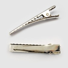 46mm Alligator Hair Clips Iron Flat Findings, Platinum 10pcs