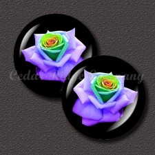 Dyed Rose 2pcs One Inch Round Epoxy Cabochon Beading Focal Center