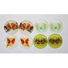 Butterfly Cab Set 8pcs One Inch Round Epoxy Cabochon Beading Focal Center