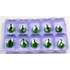 Green Faceted Glass Flatback Sew On Gem 10pc