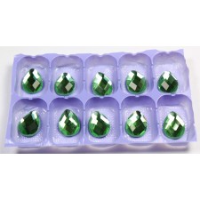 15x10mm Teardrop Rhinestone Green Faceted Glass Flatback Glue On Gem 10pcs