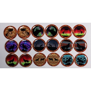 Wolves - One Inch Round Cab Set of 18