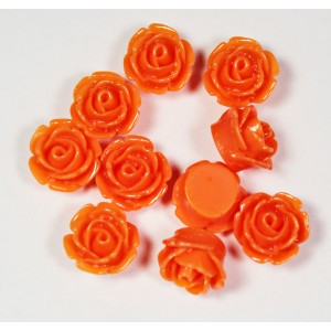 Resin Flower Roses Glue on Flatback 10mm - Orange  Pack of 10