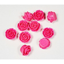 Resin Flower Roses Glue on Flatback 10mm - Fuchsia Pack of 10