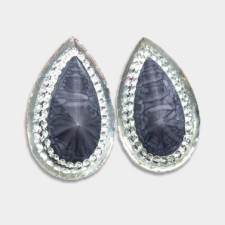 2pc Black Faceted Inlay Glue On Teardrop 30x20mm
