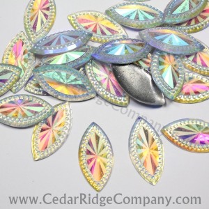 2pc AB Faceted Sew On Teardrop 26x16mm