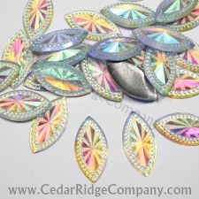 AB Faceted Horse Eye Gems AB Clear - 30x15mm - 10pcs