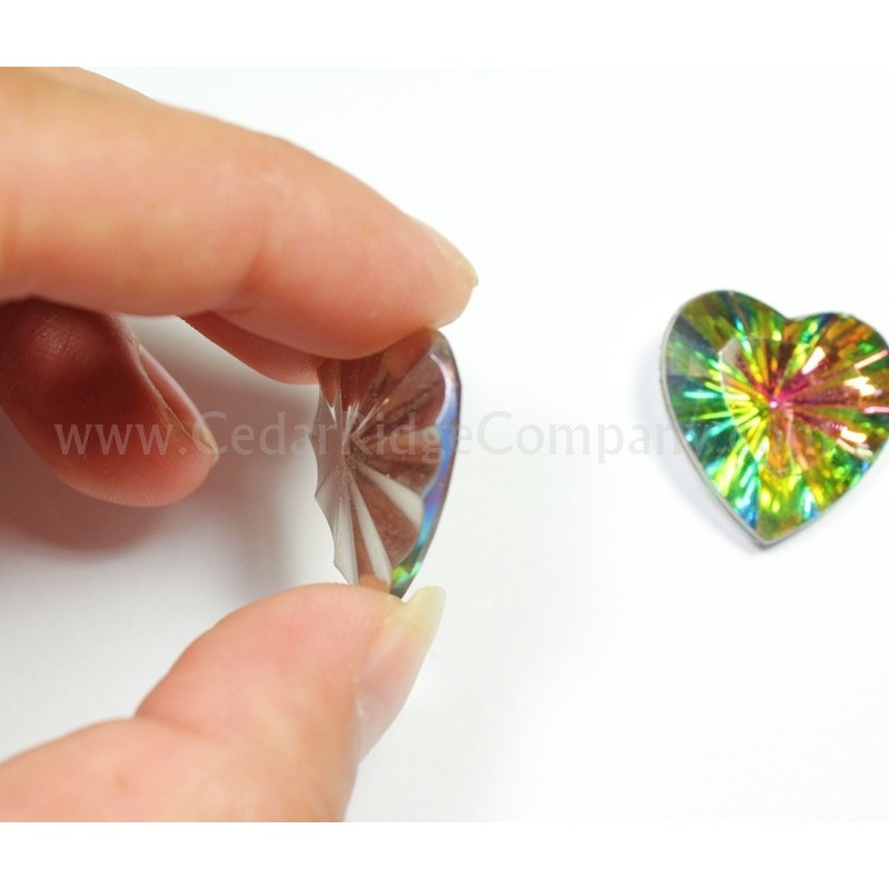 2pc AB Faceted Hearts Gems 25mm (1")