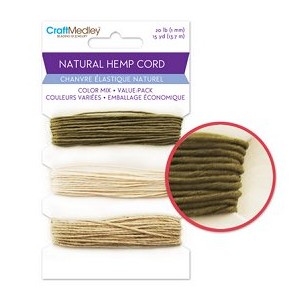Natural Hemp Cord: Color Mix Value-Pack 20lb (1mm) 15yds