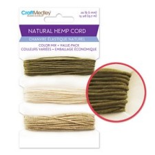 Natural Hemp Cord: Color Mix Value-Pack 20lb (1mm) 15yds Craft Medley