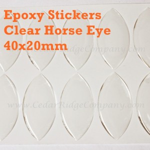 Clear Epoxy Horse Eye shapped Stickers. 39.5x20mm Choose