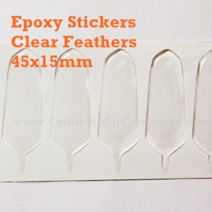 Clear Epoxy Feather Shape Dome Stickers 40x15mm