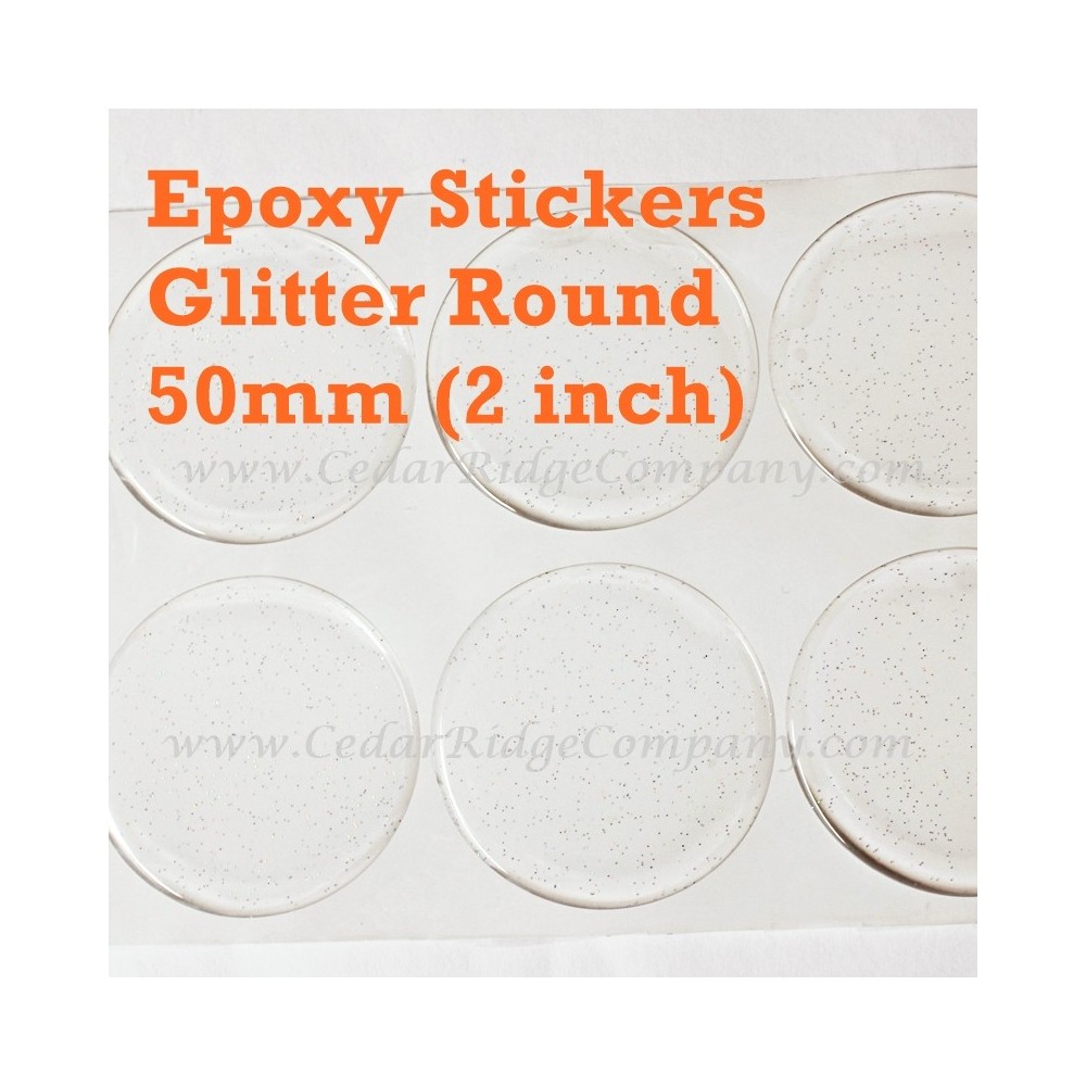 2" Glitter Epoxy Round Dome Stickers 1 Sheet 10pcs