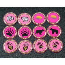 Pink Bears - One Inch Round Cab Set of 12