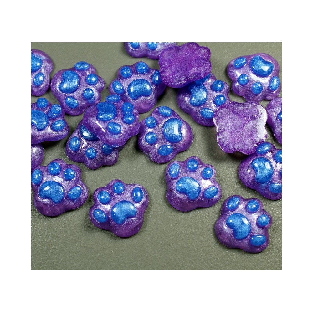 Blue/Purple Paw with Glitter Flatback Cabs Blue/Purple Paw with Glitter Flatback Cabs