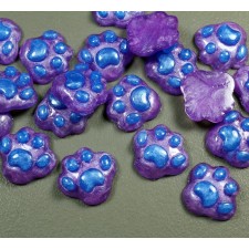 4pc Blue/Purple Paw with Glitter Flatback Cabs