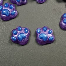 Blue/Purple Paw with Glitter Flatback Cabs