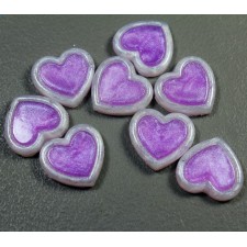 4pc Grab Bin - Lt Purple/White Double Hearts Flatback 18x18mm