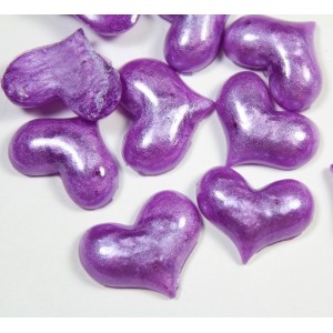 Purple Pearl Hearts Flatback 25x20mm