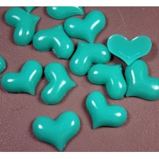 4pc Green Turquoise Hearts Flatback 25x20mm