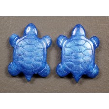 2pc Pearl Blue Turtle Resin Flatback Cabochon 27x20mm