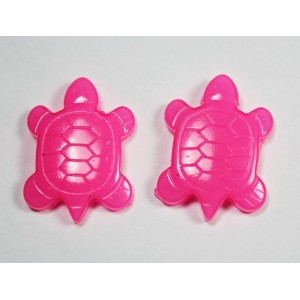 Neon Pink Turtle Resin Flatback Cabochon 27x20mm