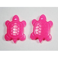 2pc Neon Pink Turtle Resin Flatback Cabochon 27x20mm